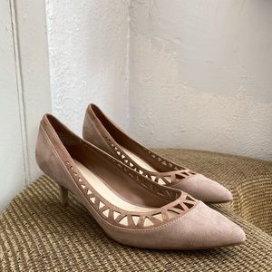 Anne Klein Cream Suede Eyelet heel